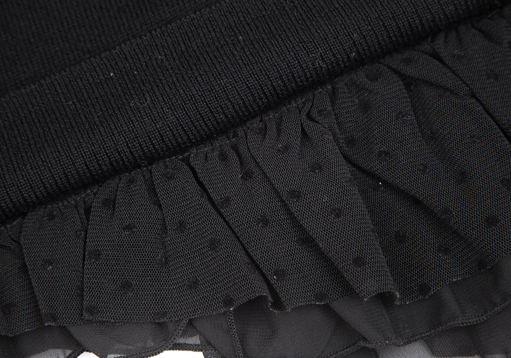 ISSEY MIYAKE JAPAN. Sunaokuwahara Black Mesh Dot Hem Switching Knit Sweater