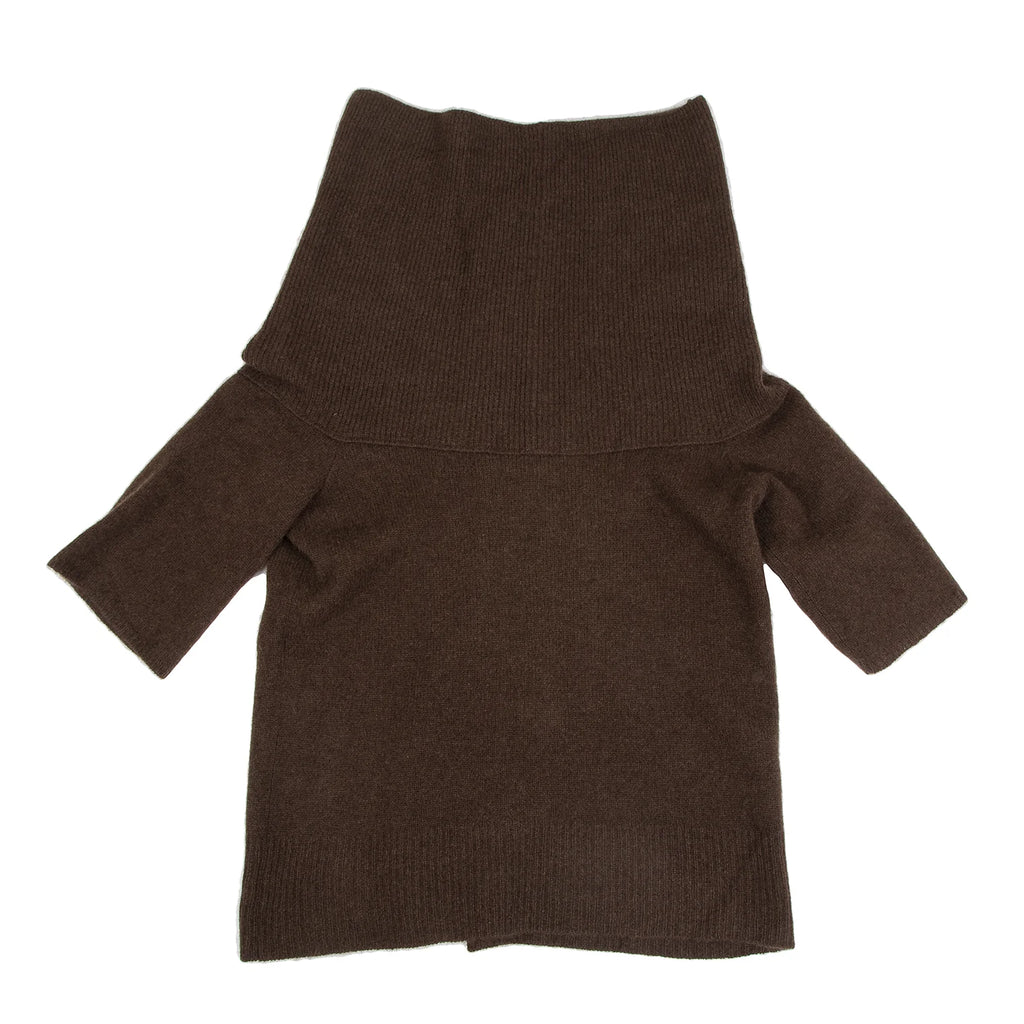 ISSEY MIYAKE JAPAN. sunaokuwahara High Neck Brown Wool Knit Cardigan