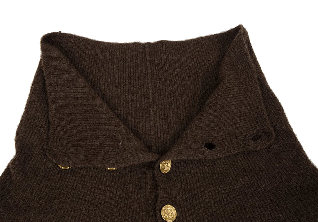 ISSEY MIYAKE JAPAN. sunaokuwahara High Neck Brown Wool Knit Cardigan