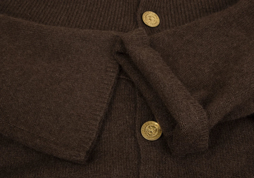 ISSEY MIYAKE JAPAN. sunaokuwahara High Neck Brown Wool Knit Cardigan