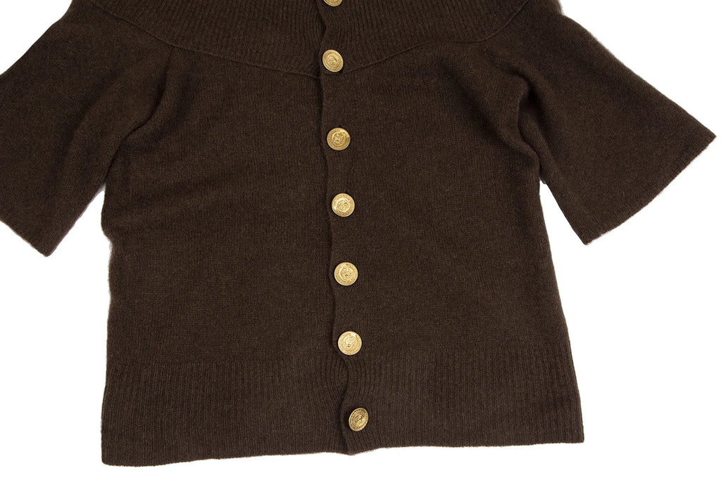 ISSEY MIYAKE JAPAN. sunaokuwahara High Neck Brown Wool Knit Cardigan