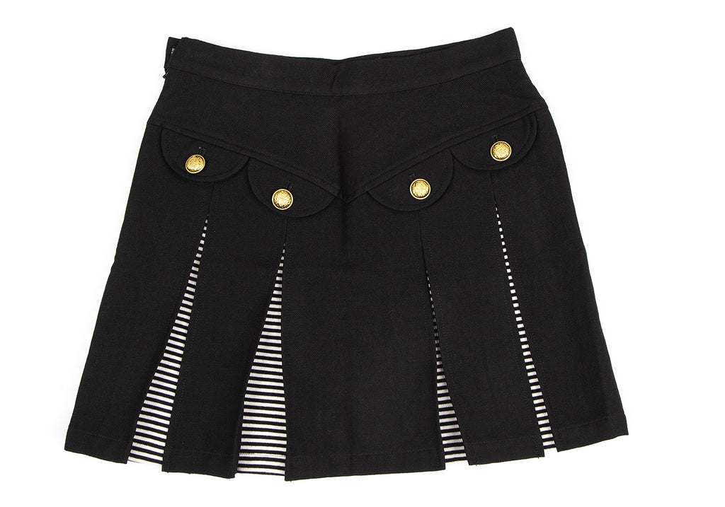 ISSEY MIYAKE JAPAN. sunaokuwahara Black Wool Linen Stripe Layered Pleats Mini Skirt