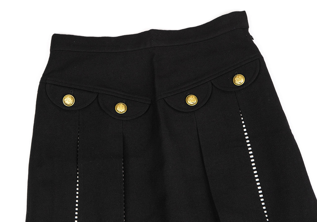 ISSEY MIYAKE JAPAN. sunaokuwahara Black Wool Linen Stripe Layered Pleats Mini Skirt