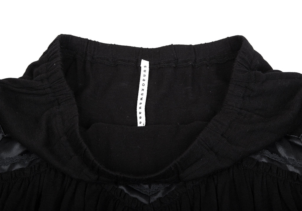 ISSEY MIYAKE JAPAN. sunaokuwahara. Black Lace Switching Skirt