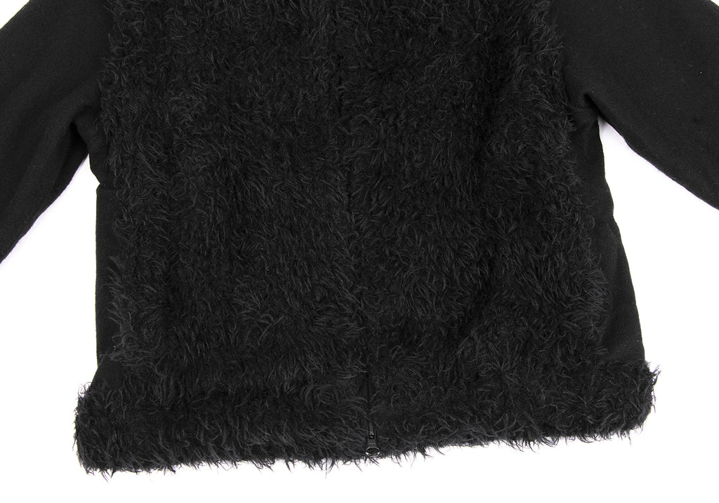 ISSEY MIYAKE JAPAN. HaaT Line. Black Alpaca Blended Fur Switching Blouson / Jacket