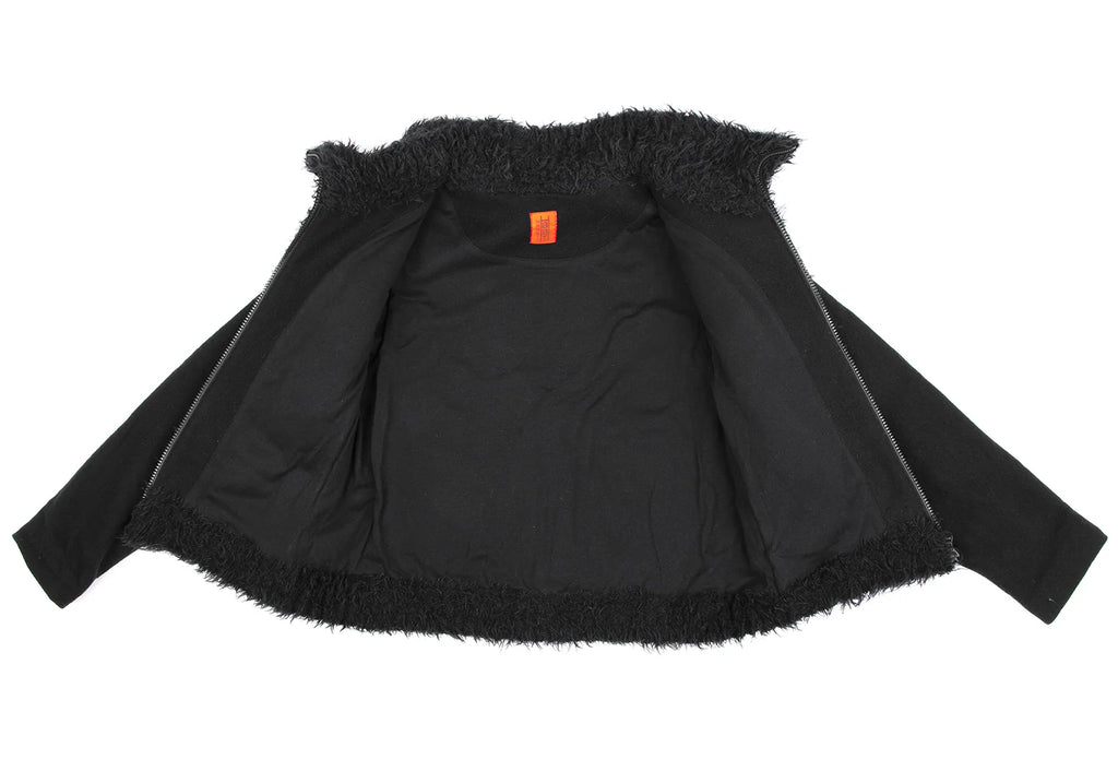 ISSEY MIYAKE JAPAN. HaaT Line. Black Alpaca Blended Fur Switching Blouson / Jacket