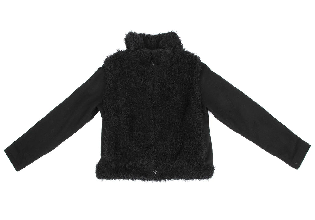 ISSEY MIYAKE JAPAN. HaaT Line. Black Alpaca Blended Fur Switching Blouson / Jacket