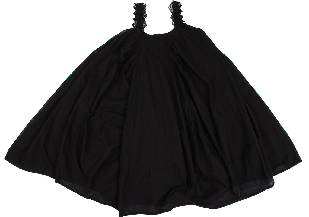 Sunaokuwahara Japan. Black Lace Switching Dyed Sleeveless Tunic / Mini Dress