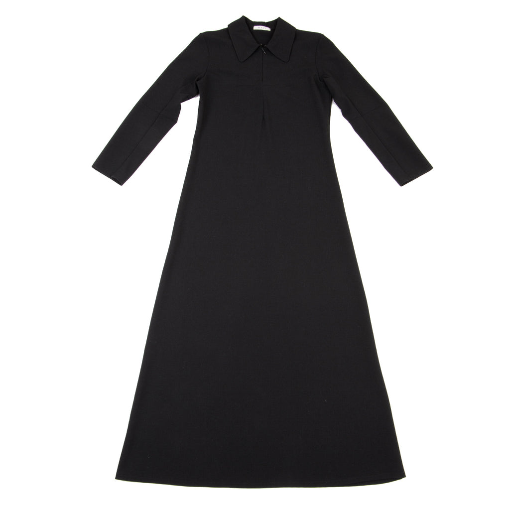 WXYZ Japan. Black Wool Blended Zipper-neck Long Sleeves Dress