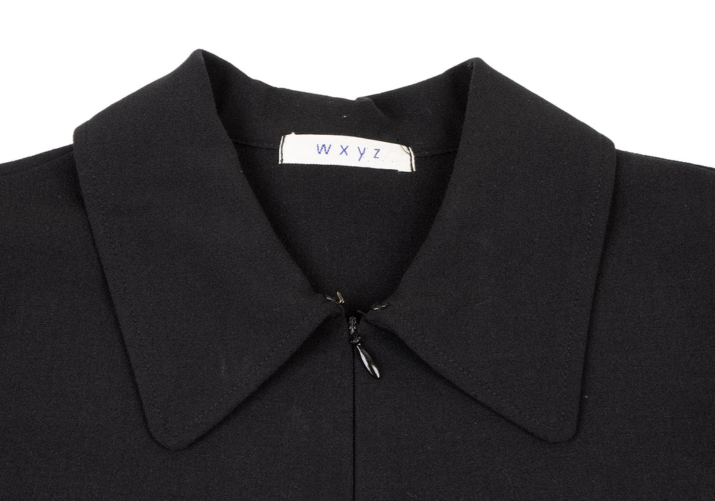 WXYZ Japan. Black Wool Blended Zipper-neck Long Sleeves Dress