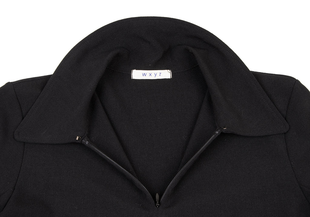 WXYZ Japan. Black Wool Blended Zipper-neck Long Sleeves Dress