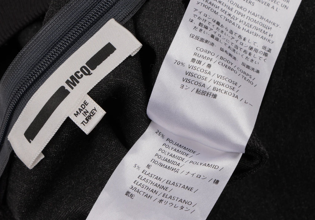 Alexander McQUEEN UK. Charcoal Color Curve Zipper Dress