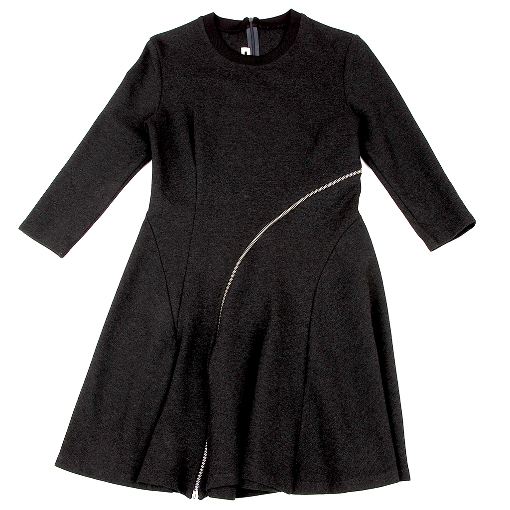 Alexander McQUEEN UK. Charcoal Color Curve Zipper Dress