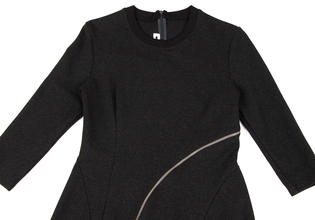 Alexander McQUEEN UK. Charcoal Color Curve Zipper Dress