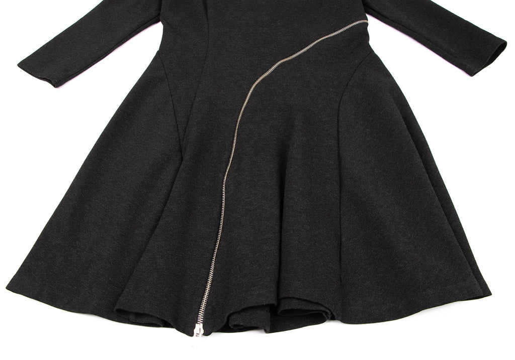 Alexander McQUEEN UK. Charcoal Color Curve Zipper Dress
