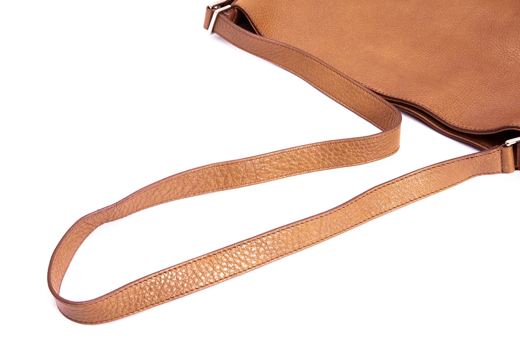 HIROFU JAPAN. Brown Leather Messenger/Shoulder Bag