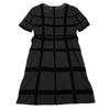 Sybilla Madrid. Black Velor Lattice Short Sleeve Dress
