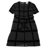 Sybilla Madrid. Black Velor Lattice Short Sleeve Dress