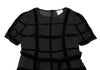 Sybilla Madrid. Black Velor Lattice Short Sleeve Dress