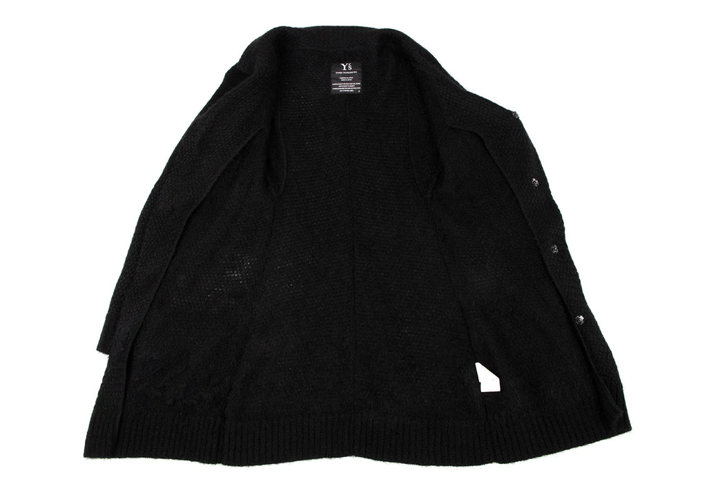 YOHJI YAMAMOTO JAPAN. Y's Wool Nylon Black Long Knit Jacket
