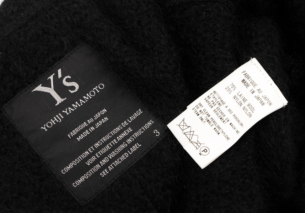 YOHJI YAMAMOTO JAPAN. Y's Wool Nylon Black Long Knit Jacket
