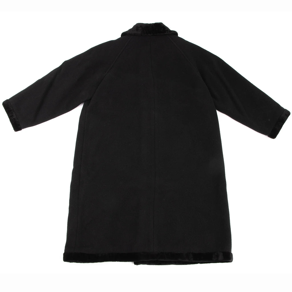 COMME des GARCONS JAPAN. TRICOT. Black Wool Material Switching Coat