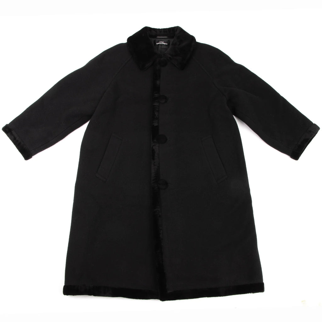 COMME des GARCONS JAPAN. TRICOT. Black Wool Material Switching Coat