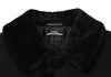 COMME des GARCONS JAPAN. TRICOT. Black Wool Material Switching Coat