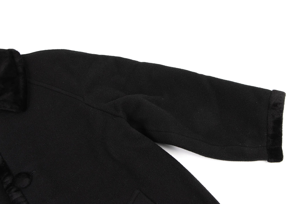 COMME des GARCONS JAPAN. TRICOT. Black Wool Material Switching Coat