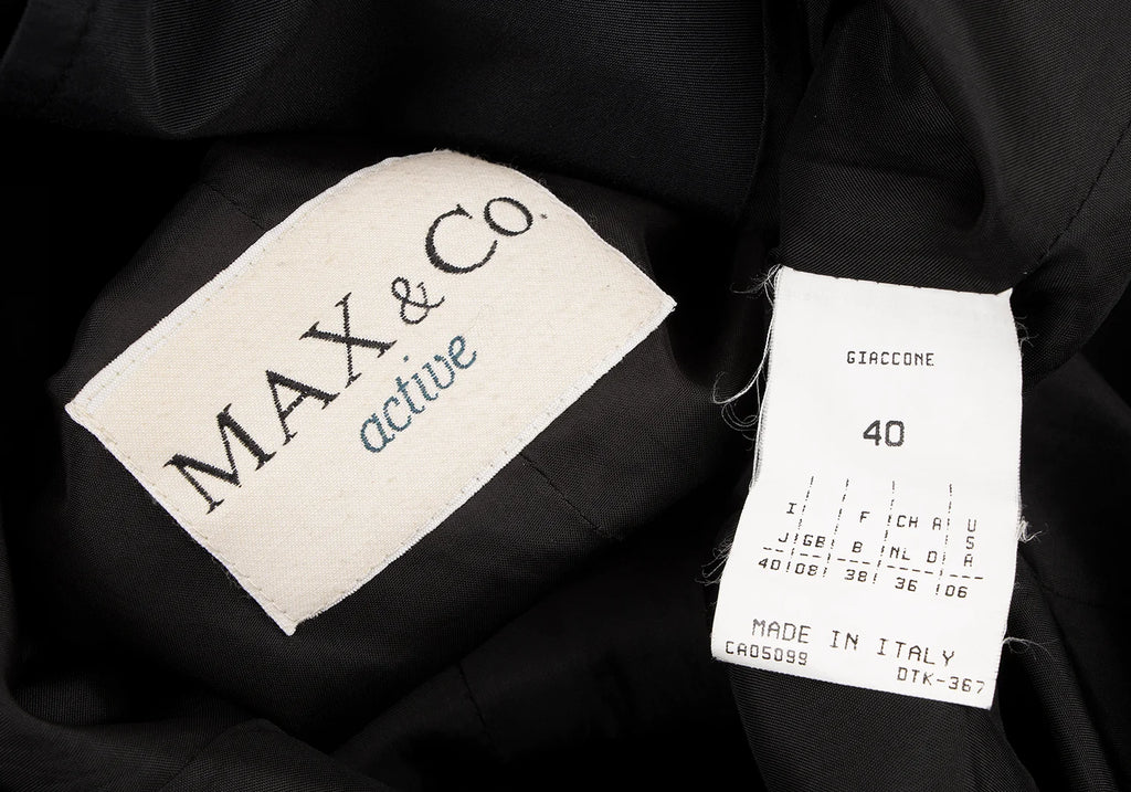 Max Mara ITALY. MAX&Co. Black Nylon Belted Half Coat