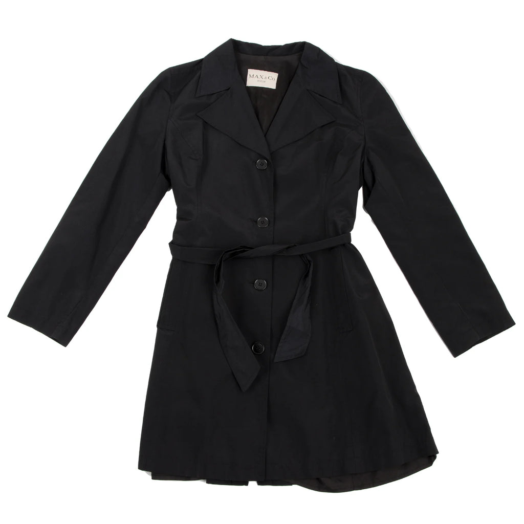Max Mara ITALY. MAX&Co. Black Nylon Belted Half Coat