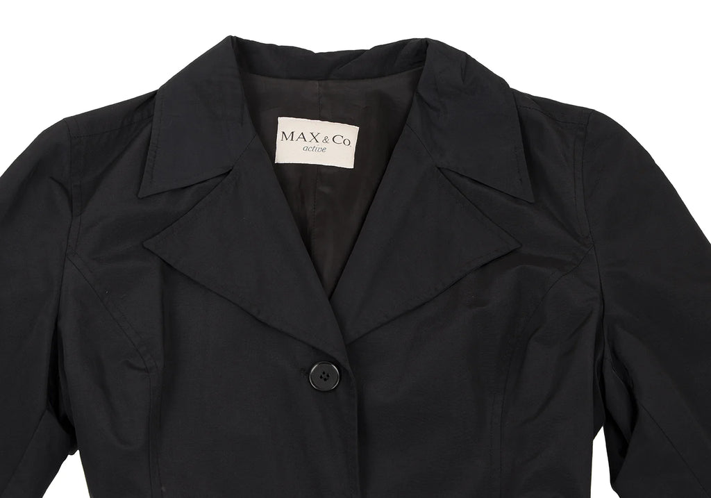 Max Mara ITALY. MAX&Co. Black Nylon Belted Half Coat