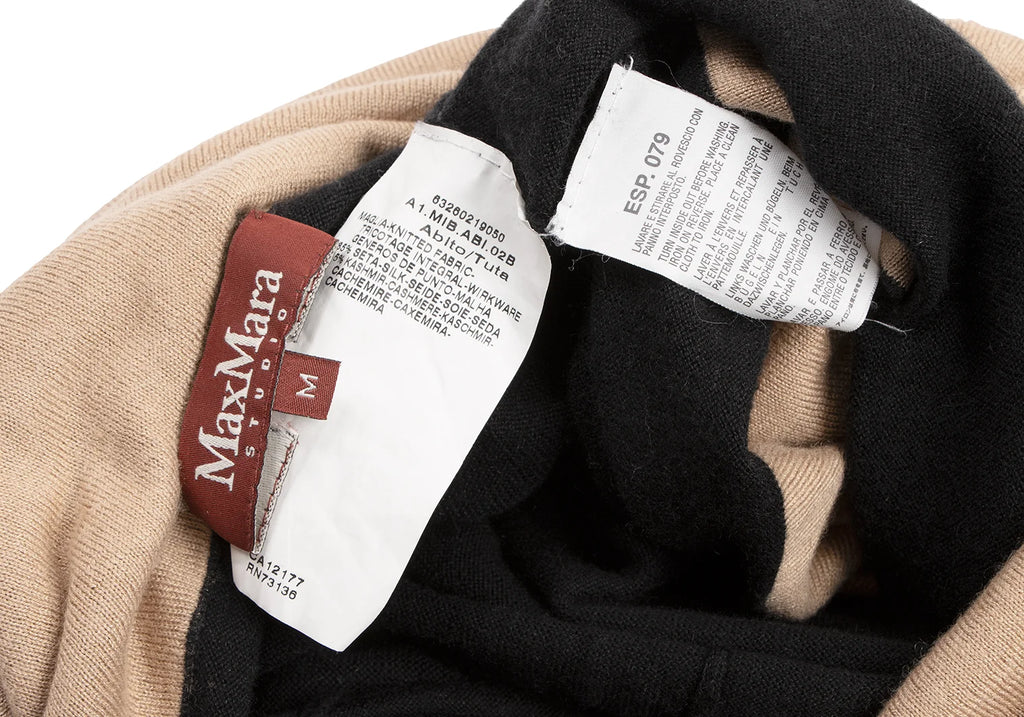 MaxMara  Italy. Black Silk/Cashmere Draped Neck Sleeveless Dress