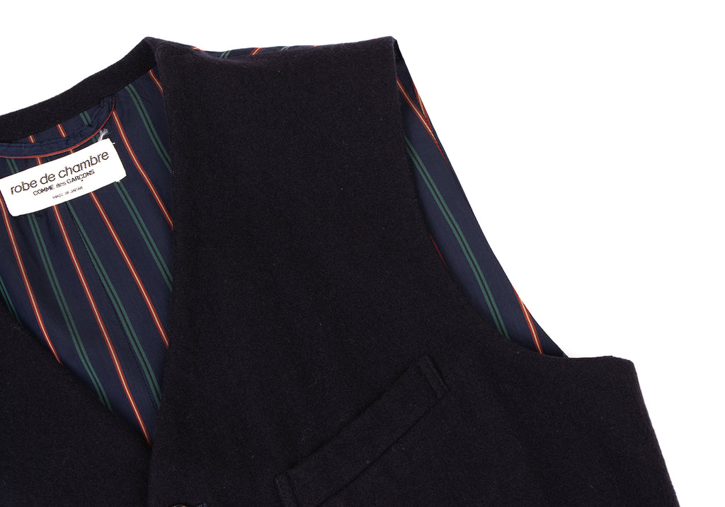 COMME des GARCONS. Navy Switching Wool Vest Long Dress