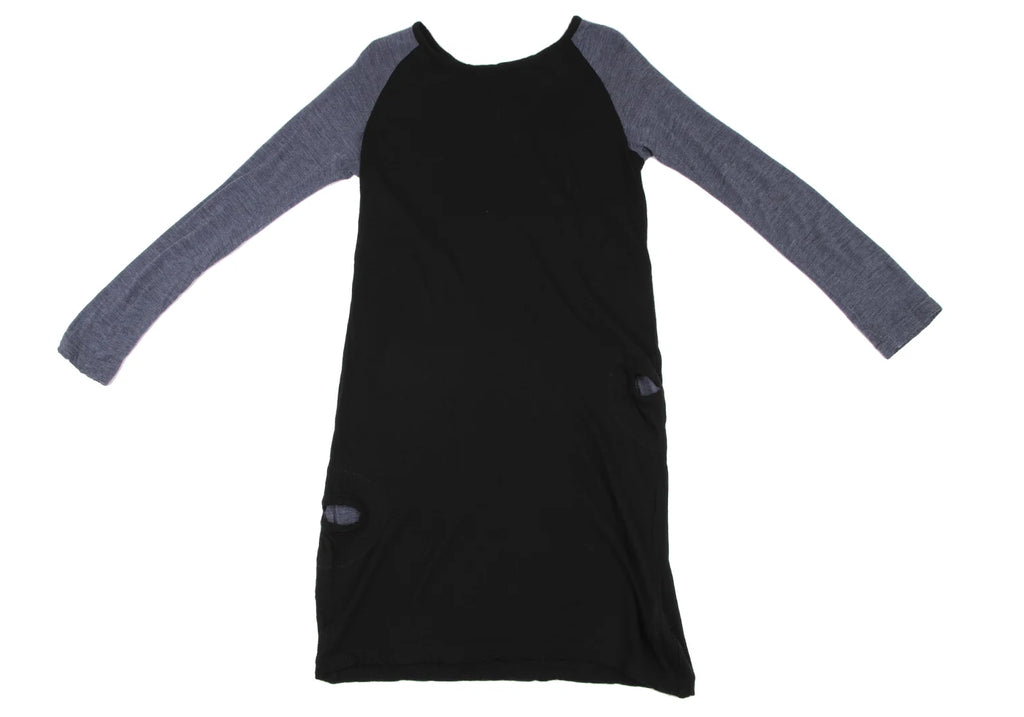 YOHJI YAMAMOTO JAPAN. Y's PINK LIMITED EDITION Bi-Color Black, Blue Raglan Knit Dress