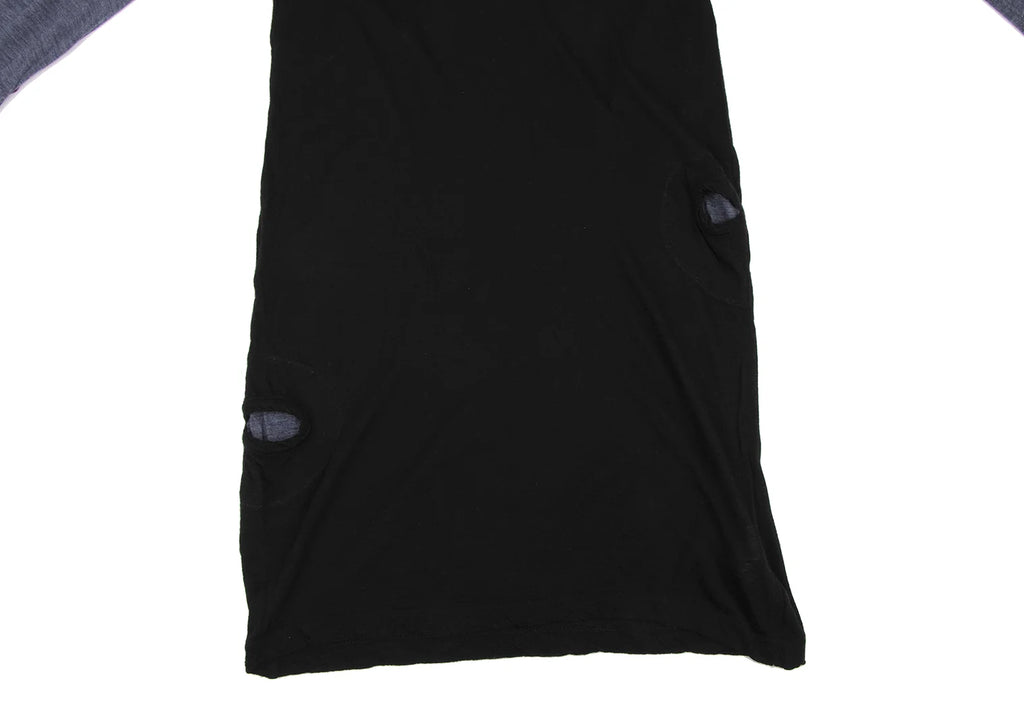 YOHJI YAMAMOTO JAPAN. Y's PINK LIMITED EDITION Bi-Color Black, Blue Raglan Knit Dress