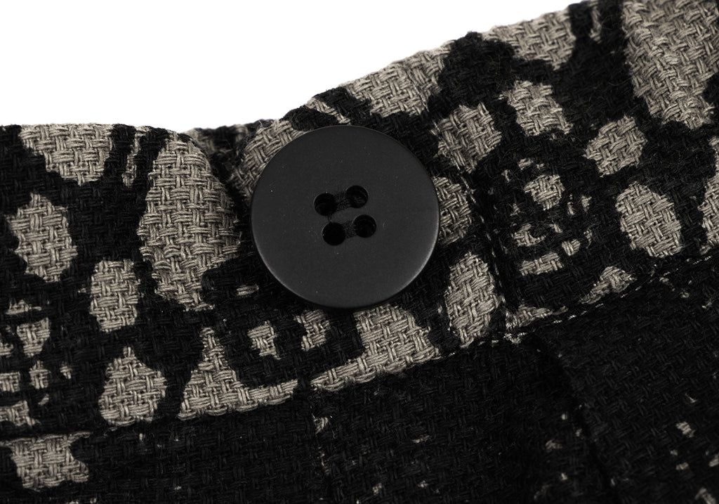 Yohji Yamamoto Japan. Y's for Living. Grey/Black Printed Lace Pattern Cotton Wide Pants