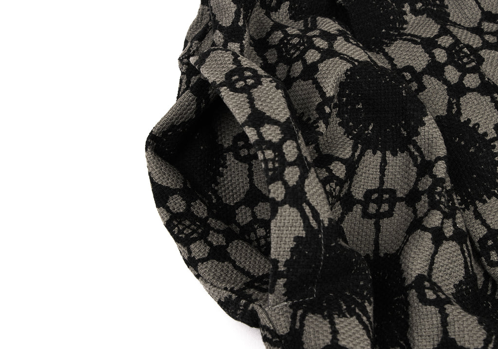 Yohji Yamamoto Japan. Y's for Living. Grey/Black Printed Lace Pattern Cotton Wide Pants