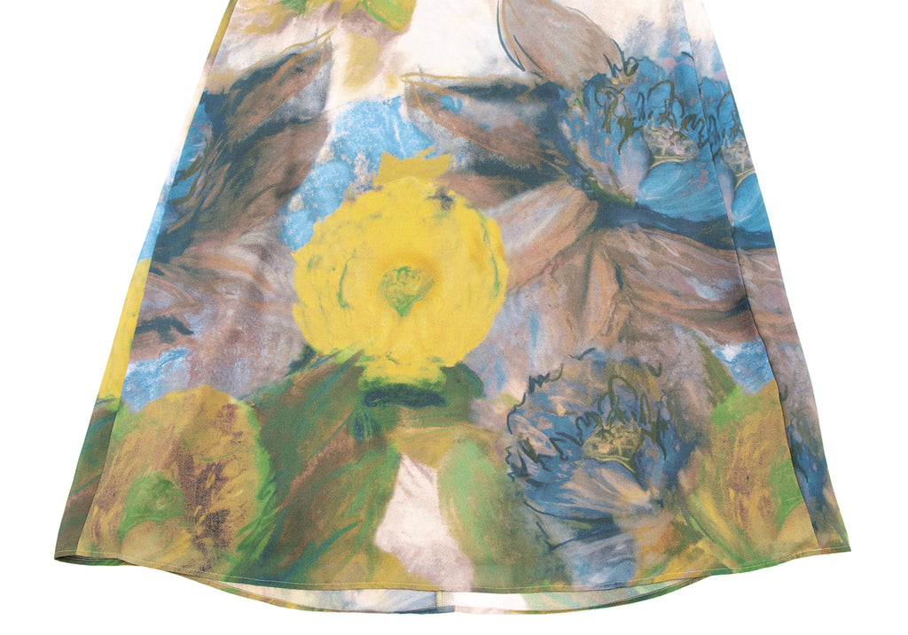 Sybilla Spain. Multi Color Floral Watercolor Printed Short Sleeve Dress