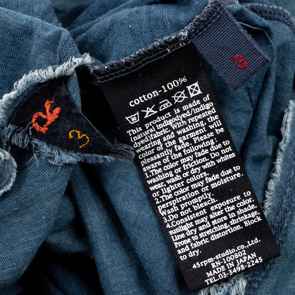 45rpm 45R Japan. Indigo Dyed Sleeveless Top