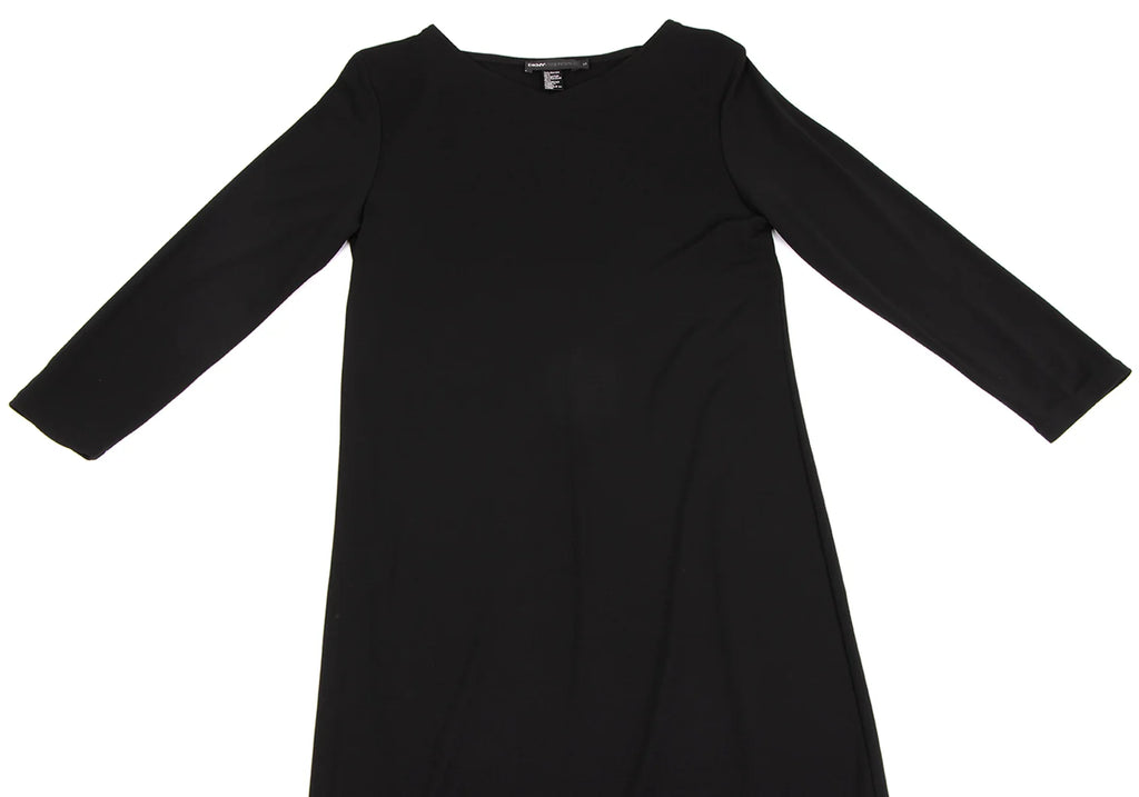 DKNY NEW YORK. ESSENTIALS Black Back Raglan V Neck Dress