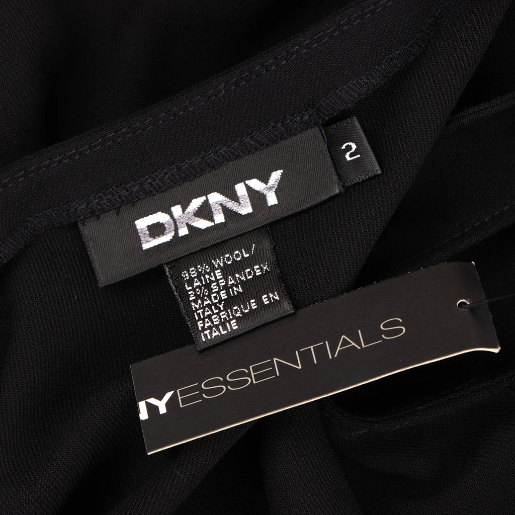 DKNY New York. NEW W/TAG. Black Bias Cut Switching Wool Sleeveless Dress
