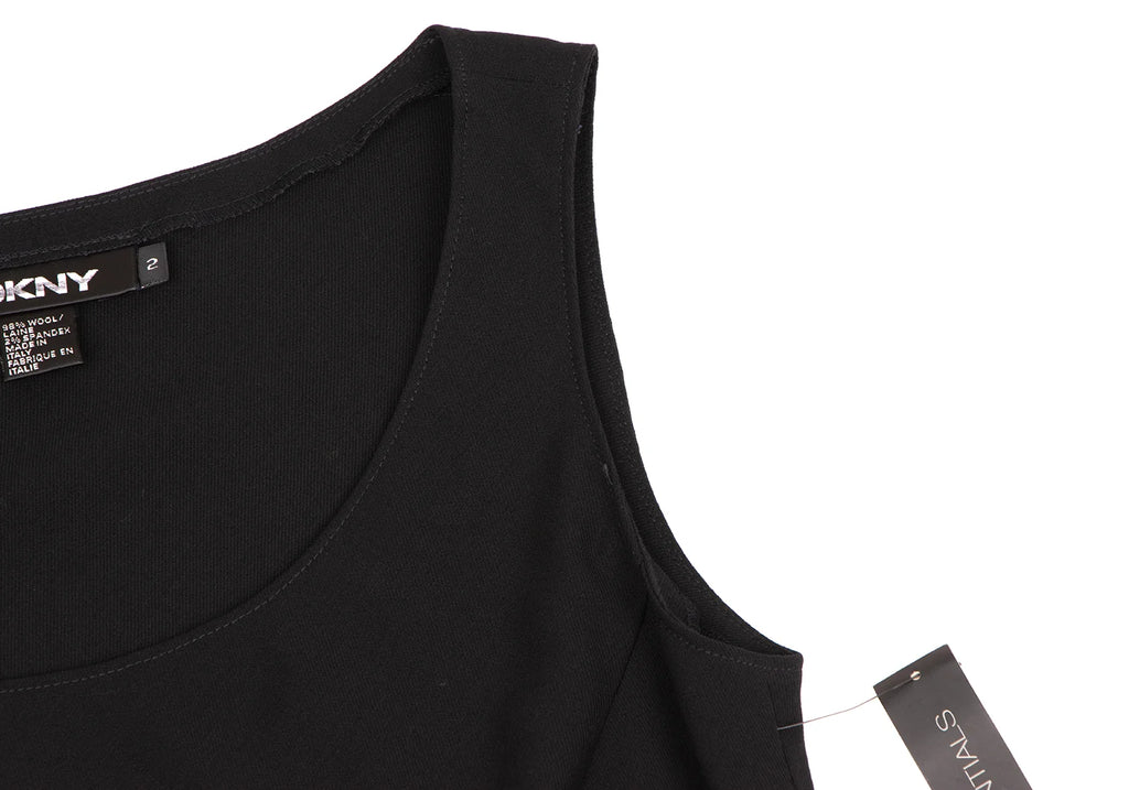 DKNY New York. NEW W/TAG. Black Bias Cut Switching Wool Sleeveless Dress