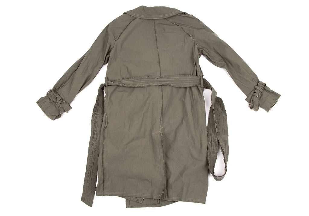 LANVIN en Bleu PARIS. Khaki Color Cut-off Nylon Trench Coat