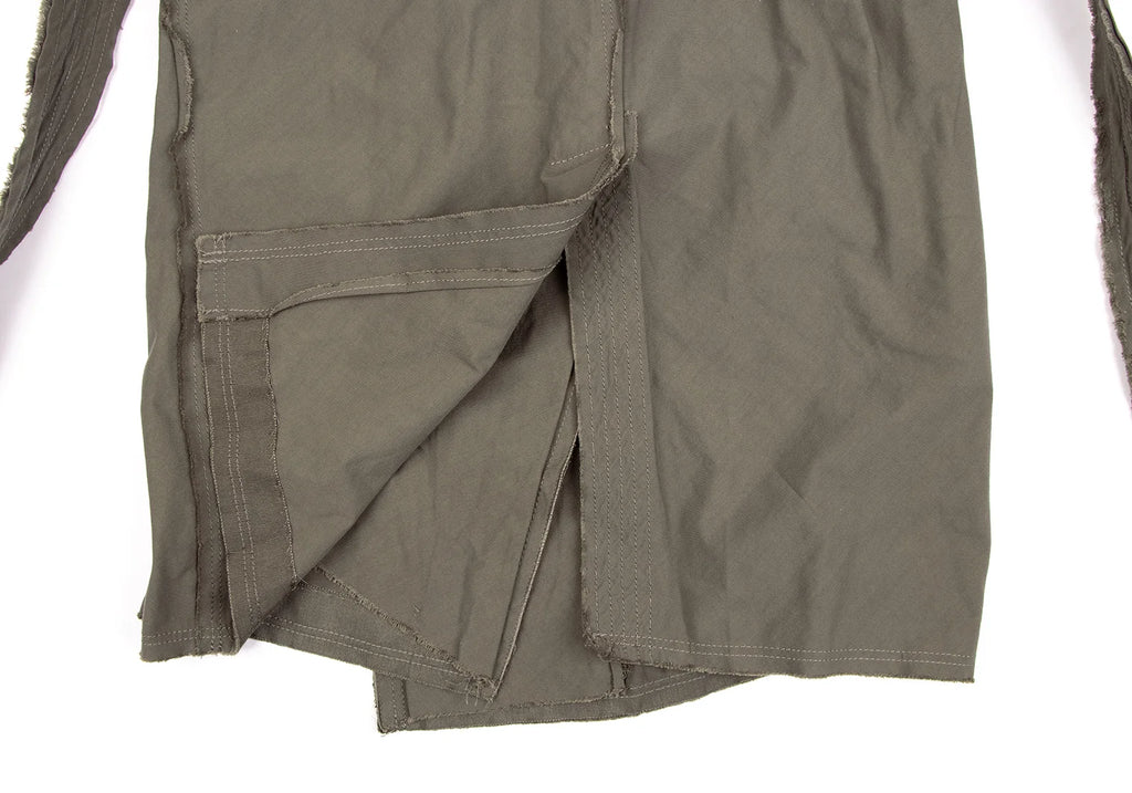 LANVIN en Bleu PARIS. Khaki Color Cut-off Nylon Trench Coat