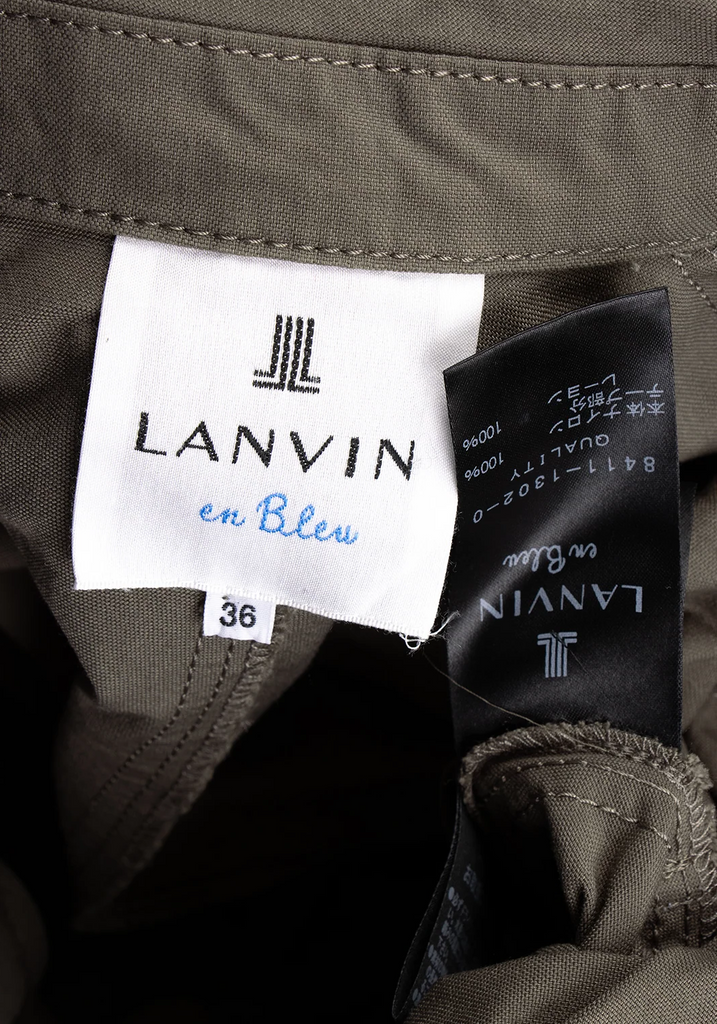 LANVIN en Bleu PARIS. Khaki Color Cut-off Nylon Trench Coat