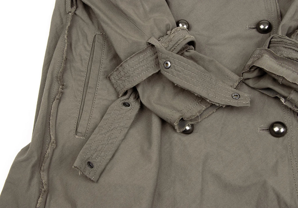LANVIN en Bleu PARIS. Khaki Color Cut-off Nylon Trench Coat