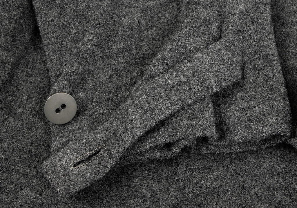 HIROKO KOSHINO JAPAN. Grey Stole Neck Wool Knit Coat