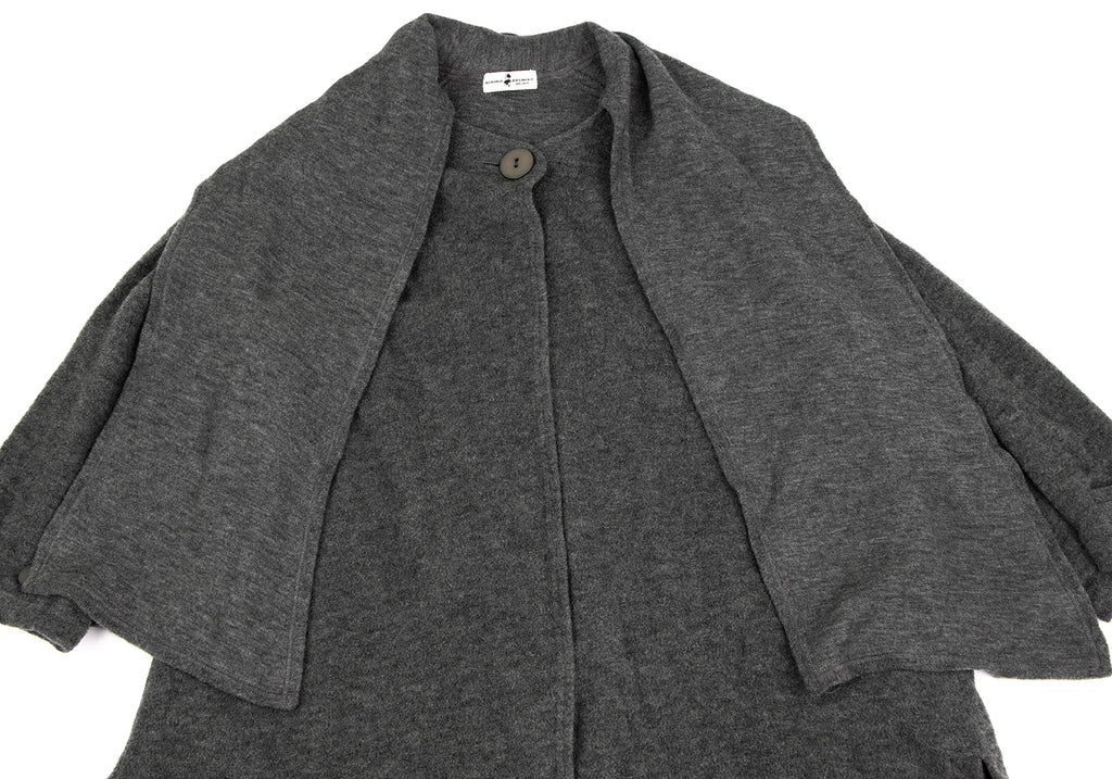 HIROKO KOSHINO JAPAN. Grey Stole Neck Wool Knit Coat
