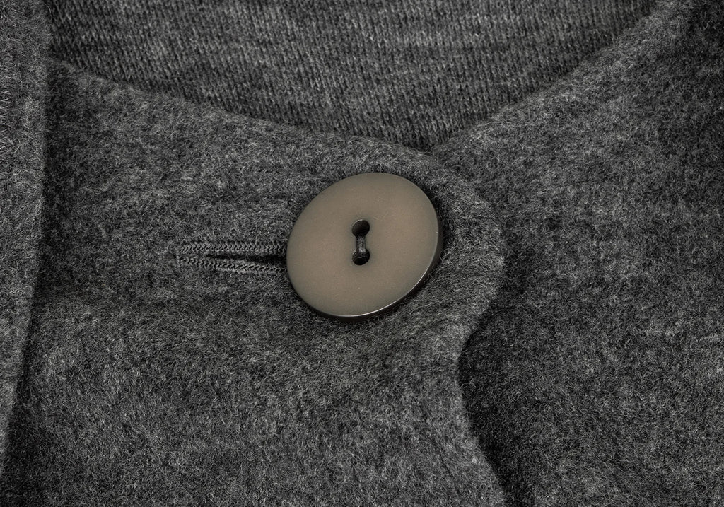 HIROKO KOSHINO JAPAN. Grey Stole Neck Wool Knit Coat
